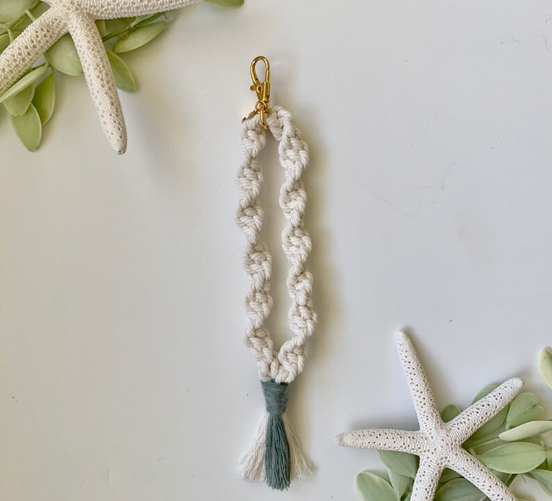 Color Options White Macrame Twisted Wristlet Keychains
