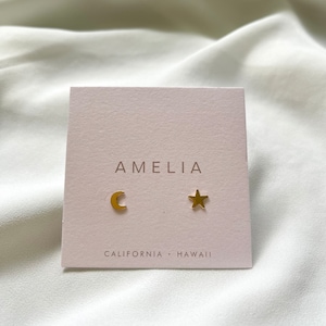 TINY Moon & Star Stud Earrings |Dainty Earrings | Goldfilled earrings | Minimalist | Dainty Jewelry