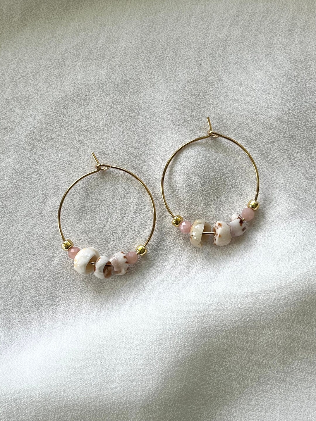 Pink - Shifa Fabart Phool Kali Shell Earrings
