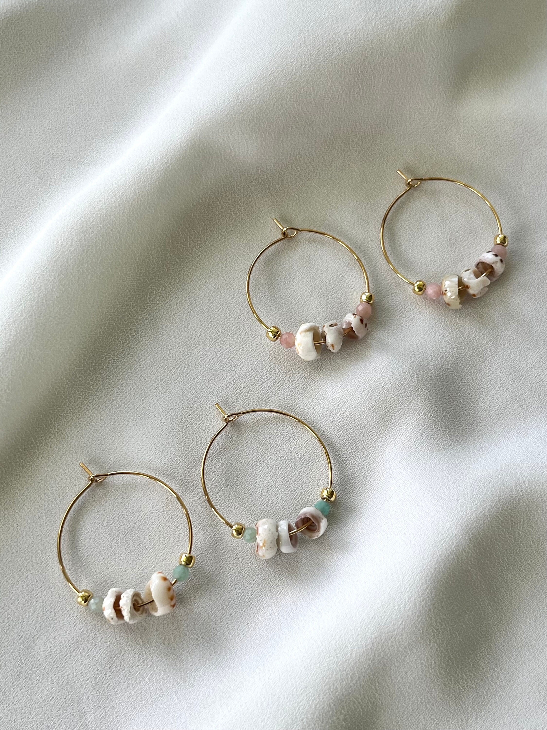 Pink - Shifa Fabart Phool Kali Shell Earrings main image 1