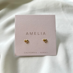 Dainty Puffy  Heart Stud Earrings | Dainty Earrings | Heart Earrings | Stud Earrings |Minimalist | Goldfilled Earrings