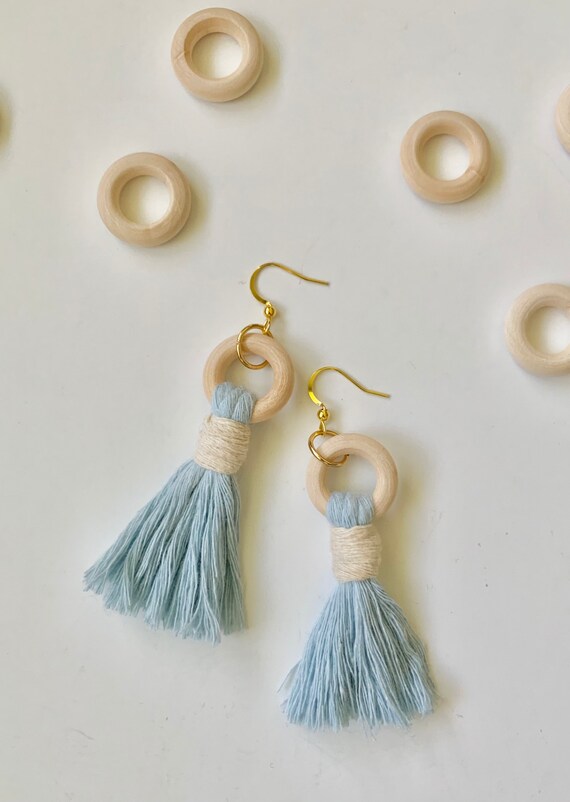Wooden macrame cheap earrings
