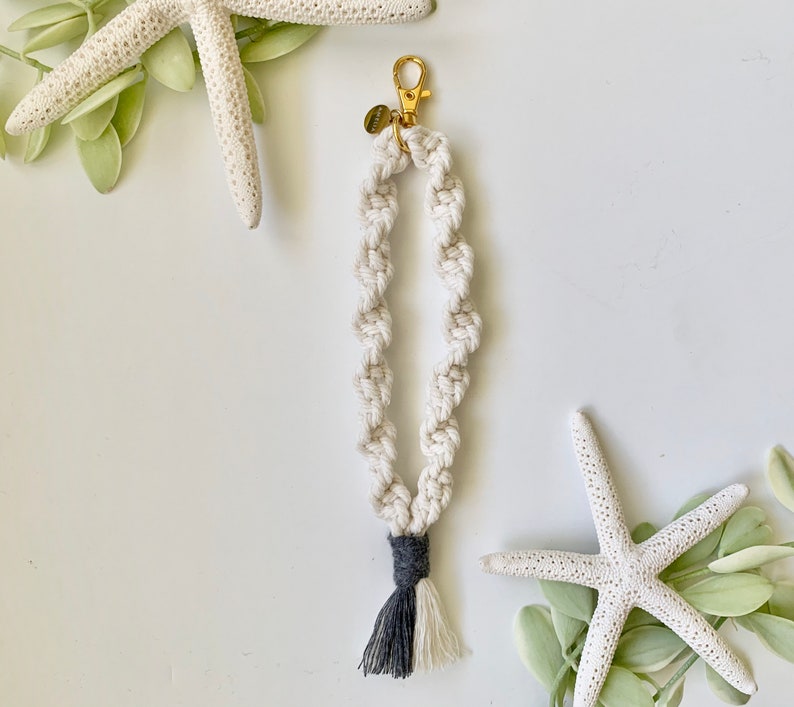Color Options White Macrame Twisted Wristlet Keychains
