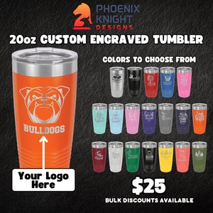 Personalized 20oz Tumbler, ADD YOUR LOGO, Wholesale Tumblers, Laser Engraved Cup, Cooperate Gift, Branded, Powder Coated, Bulk Tumblers