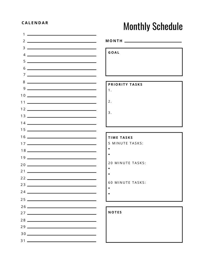 Monthly Planner Printable Monthly To Do List Template A5 | Etsy