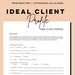Ideal Client Profile Template, Ideal Client Vision Profile, Customer ...