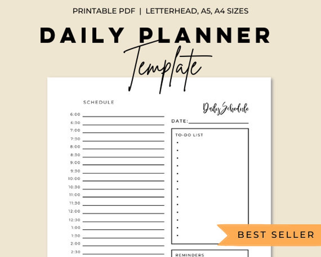 Daily Planner Printable, A5 Planner, A4 Planner, Daily to Do List ...