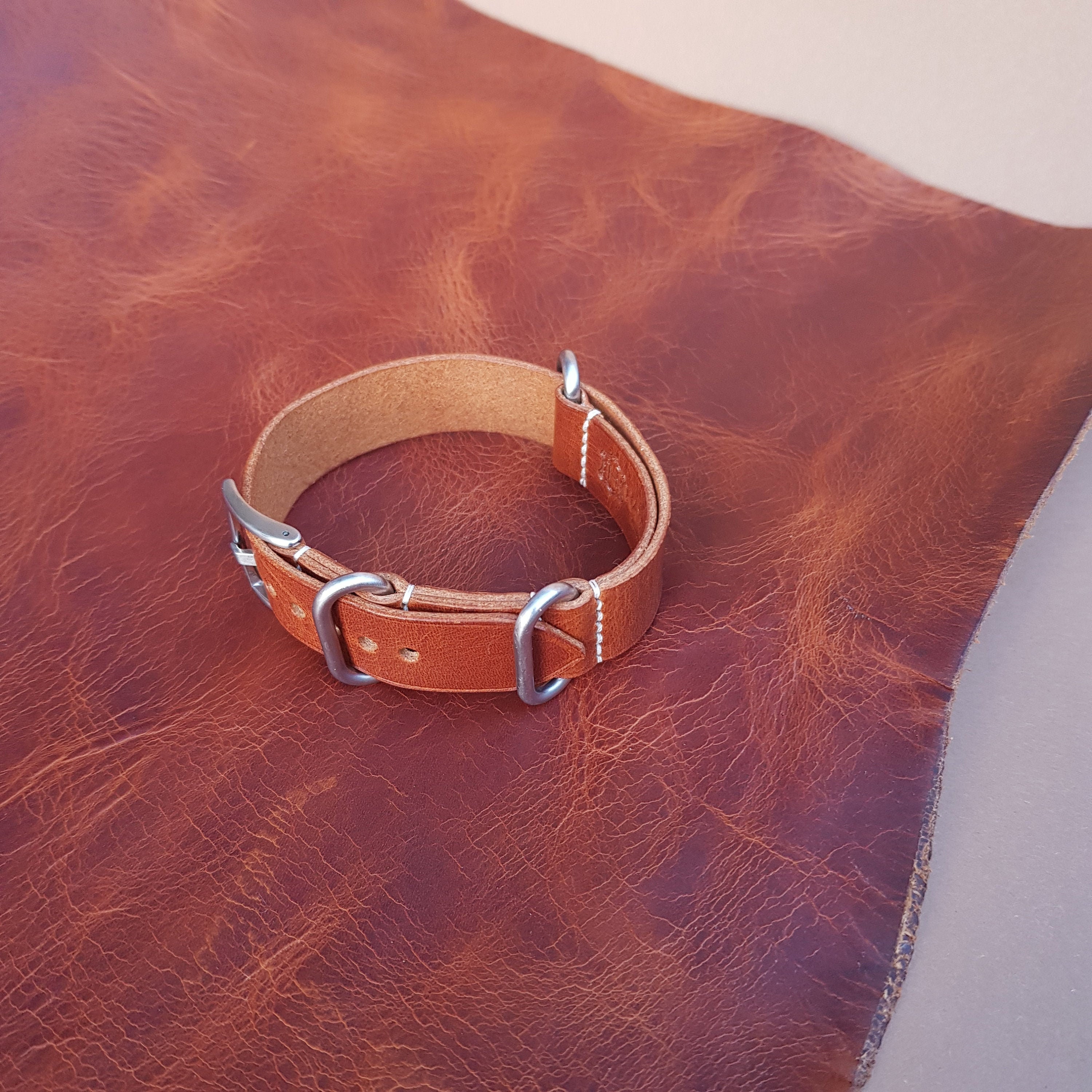 Bracelet De Montre En Cuir Véritable 18mm - Fait Main, Noir, Vintage, Unisexe
