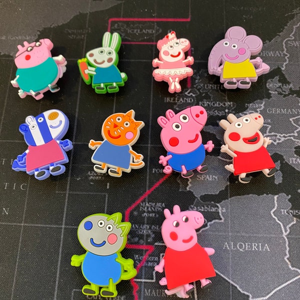 Cute 10 pack Pig Shoe charms, party favors, shoe decorations, cupcake toppers, gifts for kids