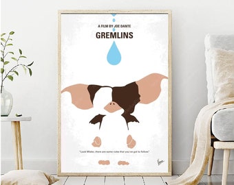 Gremlins Minimal Movie Digital, Modern Vintage Movie Prints, Minimalist Wall Art, Halloween Gifts