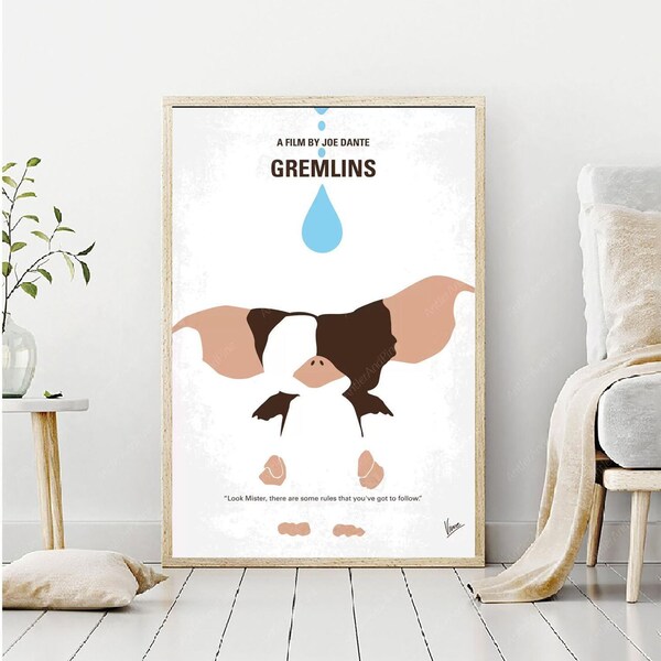 Gremlins Minimal Movie Digital, Modern Vintage Movie Prints, Minimalist Wall Art, Halloween Gifts