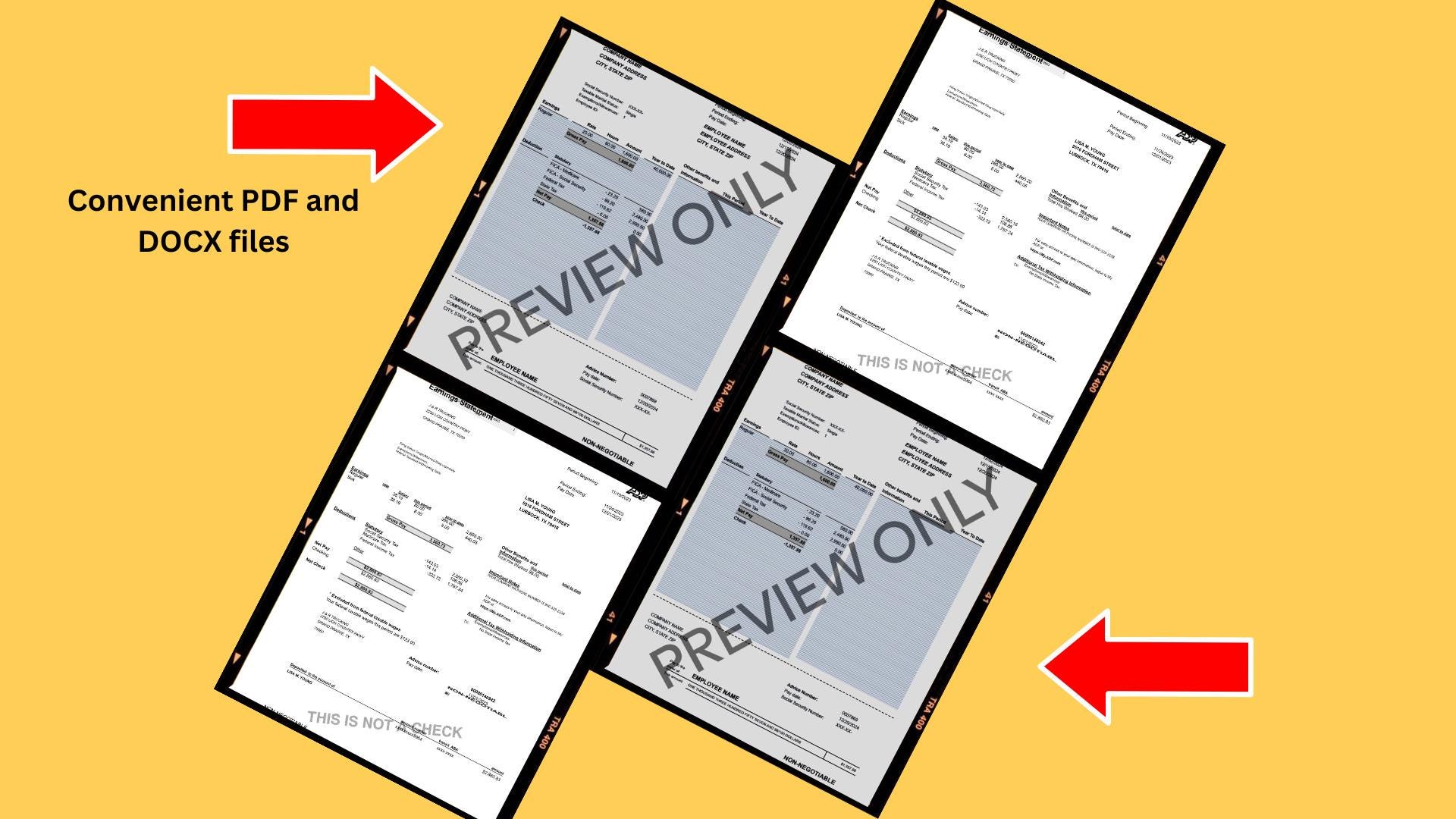 Checkstub Templates Paystub Income Statements Etsy
