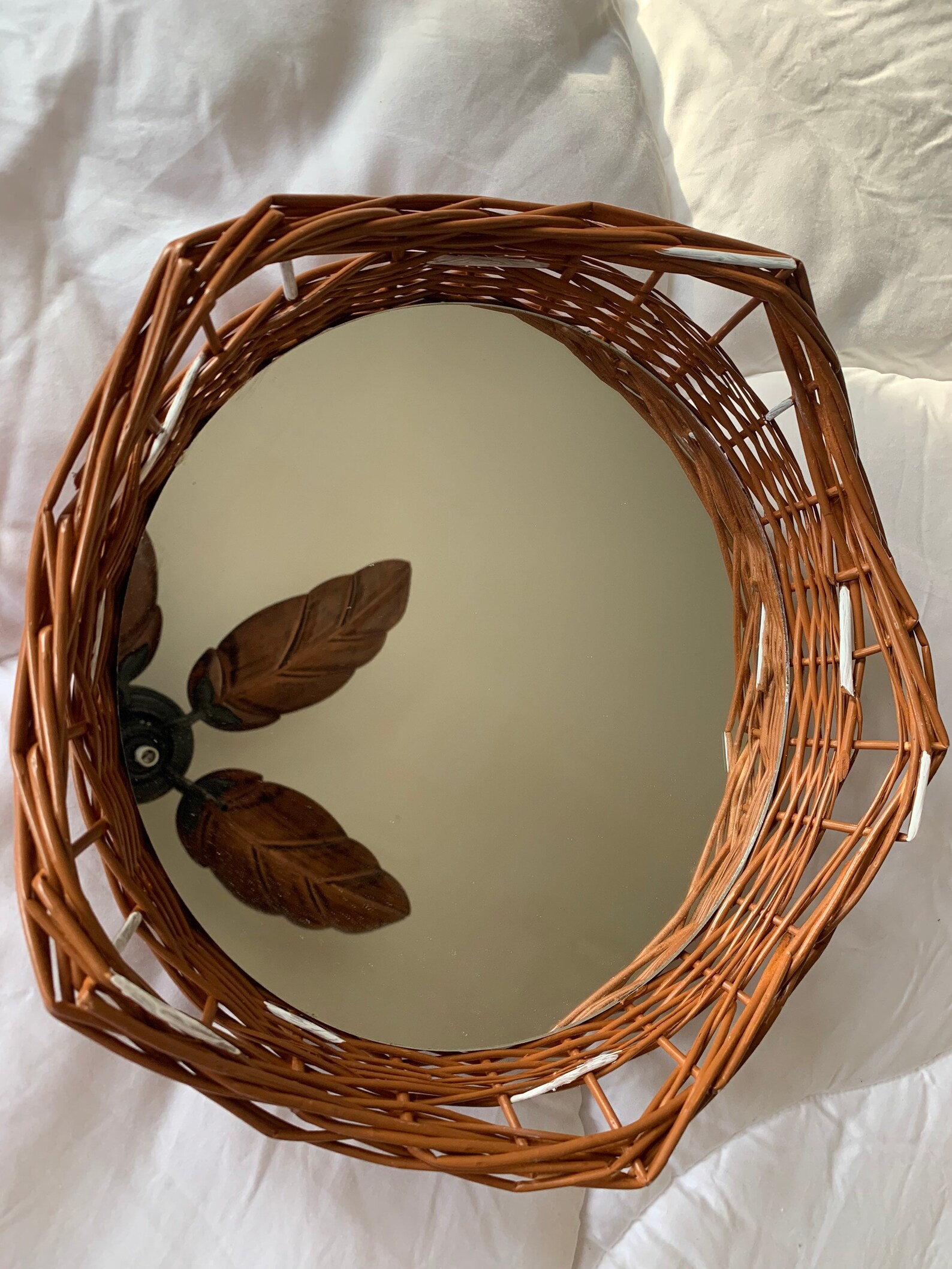Vintage Wicker Basket Mirror Etsy