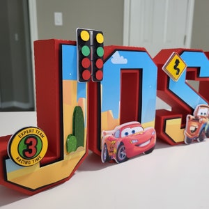 Disney cars movie 3D Letters, McQueen Birthday Party, Race Car Decorations, Lightning Decorations, Route 66, , Room deco, F1, Nascar