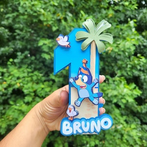 3D Bluey Number, Custom Party Decorations, Birthday, Candy bar, Room decor, theme party, Bluey centerpiece, Bluey beach party, Bingo party