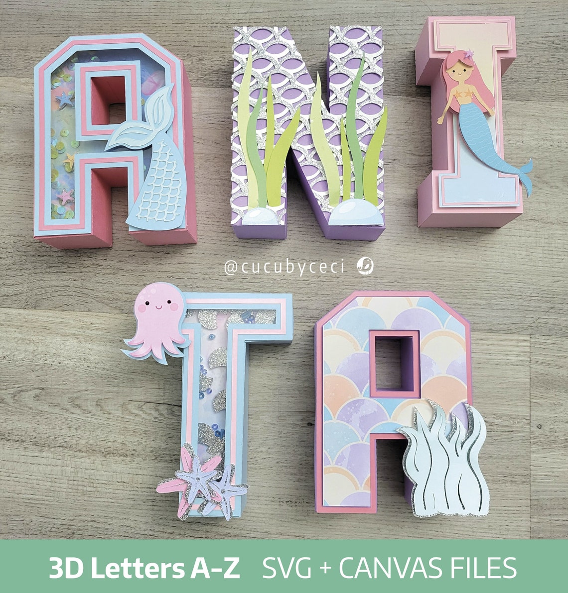 SVG Template 3D LETTERS and NUMBERS AZ 09 Alphabet Cutting Files