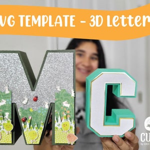 SVG テンプレート - Cricut、Brother ScanNCut、Cameo Silhouette 用の 3D 文字と数字 A ～ Z 0 ～ 9 のアルファベット カッティング ファイル。インスタントダウンロード