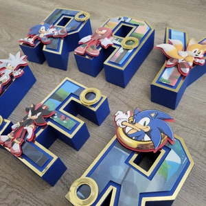 Sonic 3D Letters – Personalized Birthday Party Decor, Custom Name Letters, Boys Room Decoration, Cake Table Centerpiece