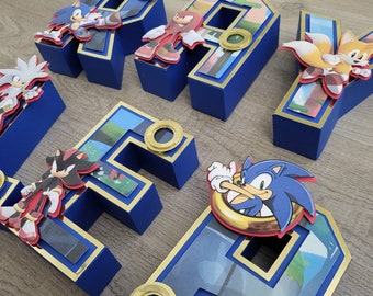 Sonic 3D Letters – Personalized Birthday Party Decor, Custom Name Letters, Boys Room Decoration, Cake Table Centerpiece