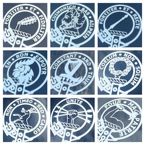 Clan Decals - Hart, MacAlpine, Rankin, Coan, Rose, Stephenson, Strachan, Brodie, & Cooper.