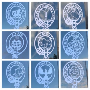 Clan Decals - Lowther, Glendinning, Guthrie, Ogilvie, Nesbitt, MacGillivray, MacAulay, MacGill, and MacNab.