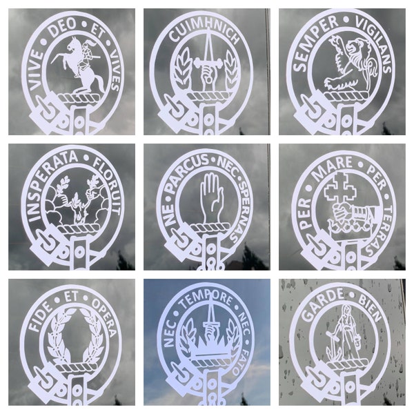 Clan Decals - Craig, MacDonald of Glencoe, Wilson, Watson, Lamont, MacDonald, MacArthur, McIain of Glencoe, & Montgomery.