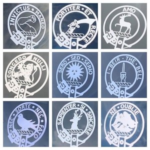 Clan Decals - Armstrong, Elliot, Scott, Little, Kerr, Bell, Rutherford, Davidson, & Graham