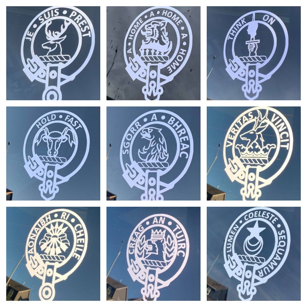 Clan Decals - MacNicol, MacLeod of Harris, Fraser of Lovat, Home, MacLellan, Beattie, Keith, MacLaren, & Cameron.