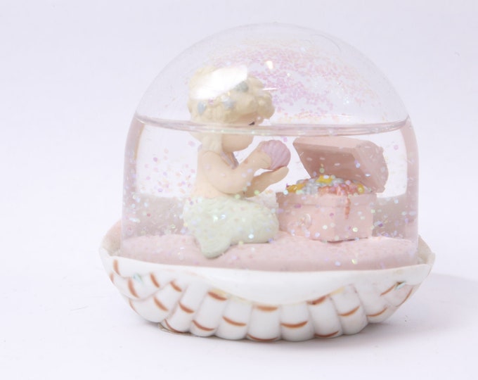 Snow Globe Transparent Ball Figurine Vintage ~ 20-01-71 Precious Moments Ocean Sea Mermaid with Treasure Chest Toy Shell