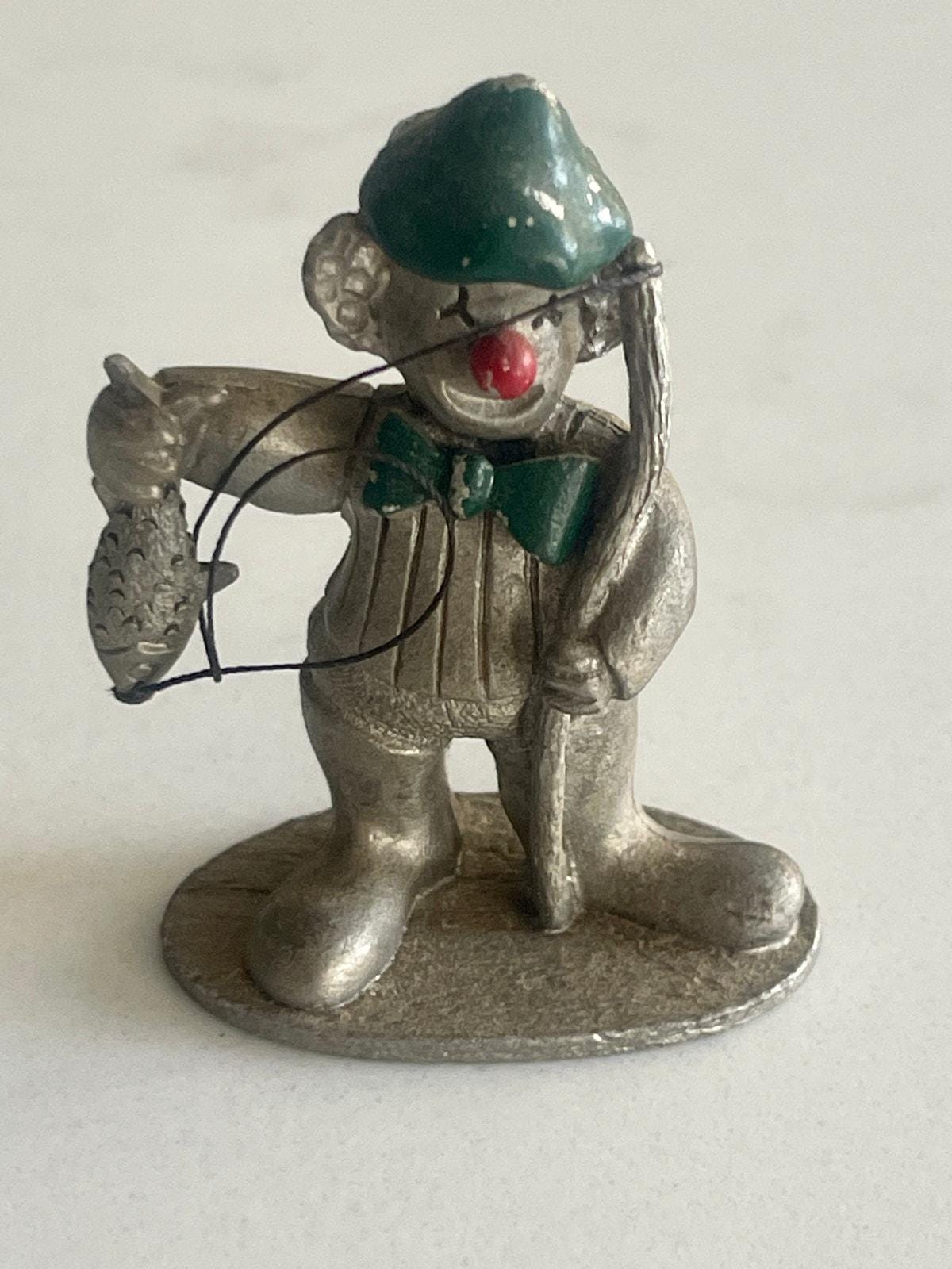 Clown Fishing, Pewter, Statue, Spoontiques, PP478, Miniature, Game Piece, Statuette, Vintage, ~ 250110-WH 04