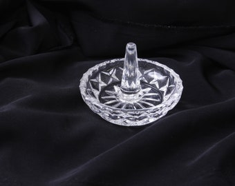 Glass, Ring Holder, Ring Dish, Round, Plate, Holder, Jewelry Organization, Home, Interior, Decor, Vintage, ~221028-DIAF 20-17-579
