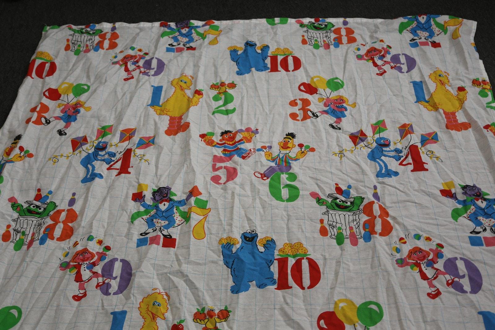 Sesame Street, Muppets, 1970s Numbers, White, Bed Sheet, Fabric ...