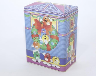 M&Ms, Navidad, Lata, Caja, Caramelos, Dulces, Contenedor, Almacenamiento de alimentos, Invierno, Fiestas, Hogar, Cocina, Decoración, Vintage, ~ 230209-DIR 457