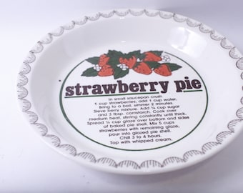 Strawberry Pie, Collectible Plate with a Recipe, 10", Vintage, Kitchen Decor, ~ 240216-WH 825