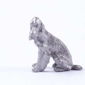 Sitting, Cocker Spaniel, Dog, Little, Pewter, Figurine, Statuette, Interior Figure, Animal, Vintage, Collection, Photo Prop ~ 20-09-296