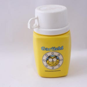 Garfield, Yellow Thermos with White Cup Lid, 1978, Travel, School, Beverage, Portable, Drinkware, ~ 241014-SHC SHC-071