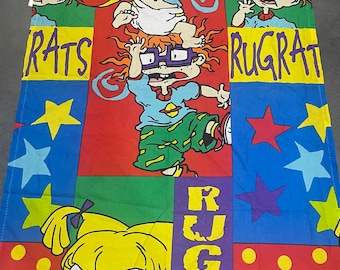 Rugrats, Vorhang, Stoff Sheet, leuchtende Farben, Zeichentrickfiguren, Bettwäsche, Kinderzimmerdeko, Vintage, ~ 240217-WH 375
