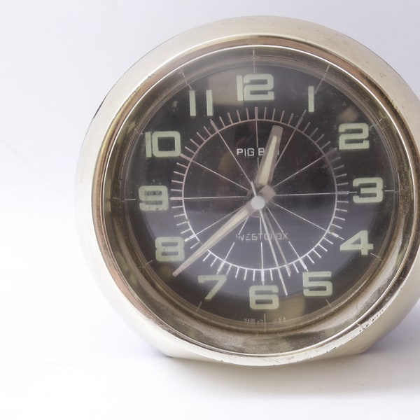 Westclox, Alarm Clock, Gold, Round, 5", Tabletop, Decor, Interior, Home, Vintage, ~221013-SO 874