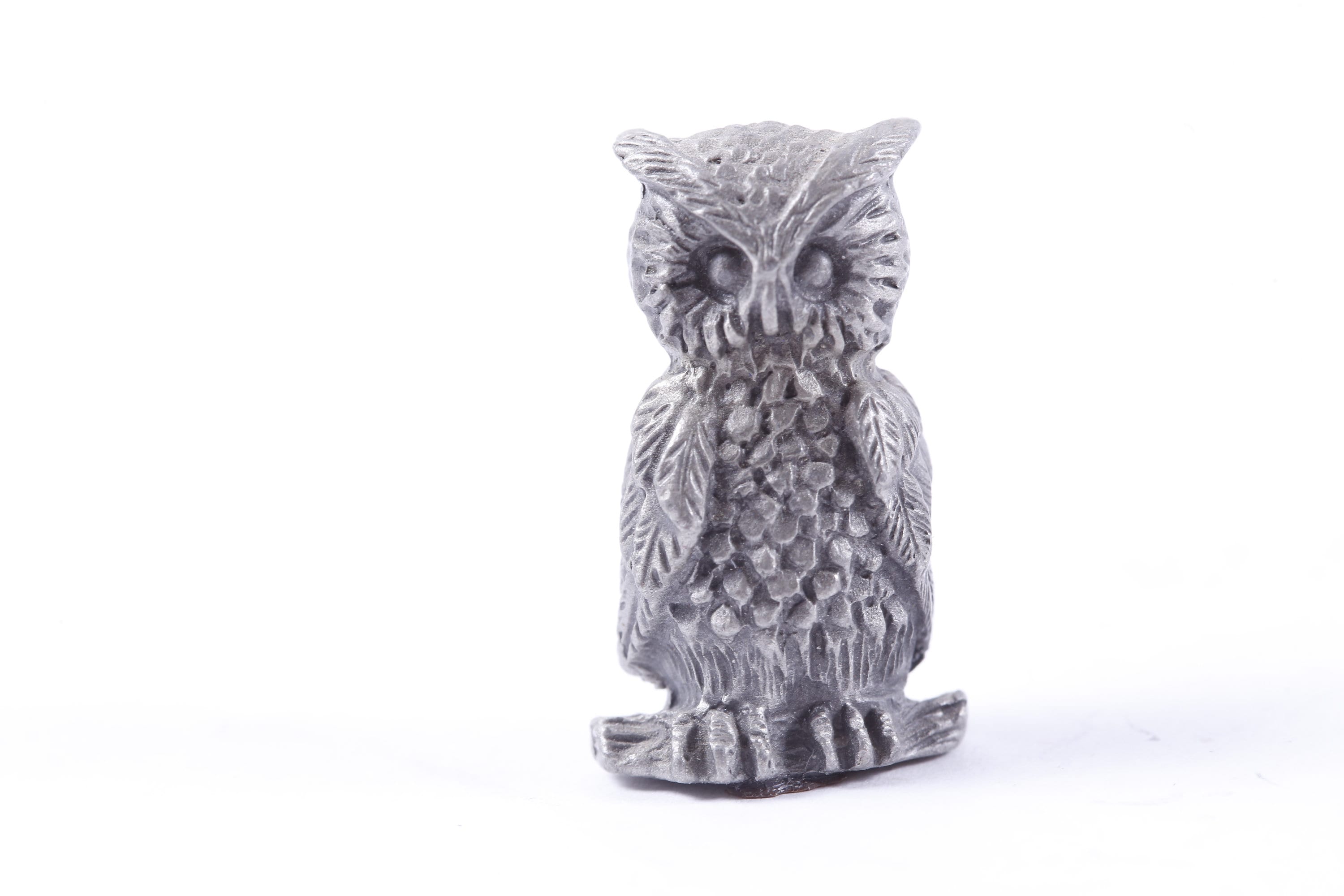 Owl, Bird, Signed, Pewter, Figurine, Hudson, Statuette, Interior Figure, Animal, Vintage, Collection