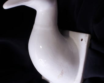 Ceramic White Duck Wall Hanging, Towel Holder, Decorative Hook, Hanger, Bathroom, Home Decor, ~ 240820-WH 1022