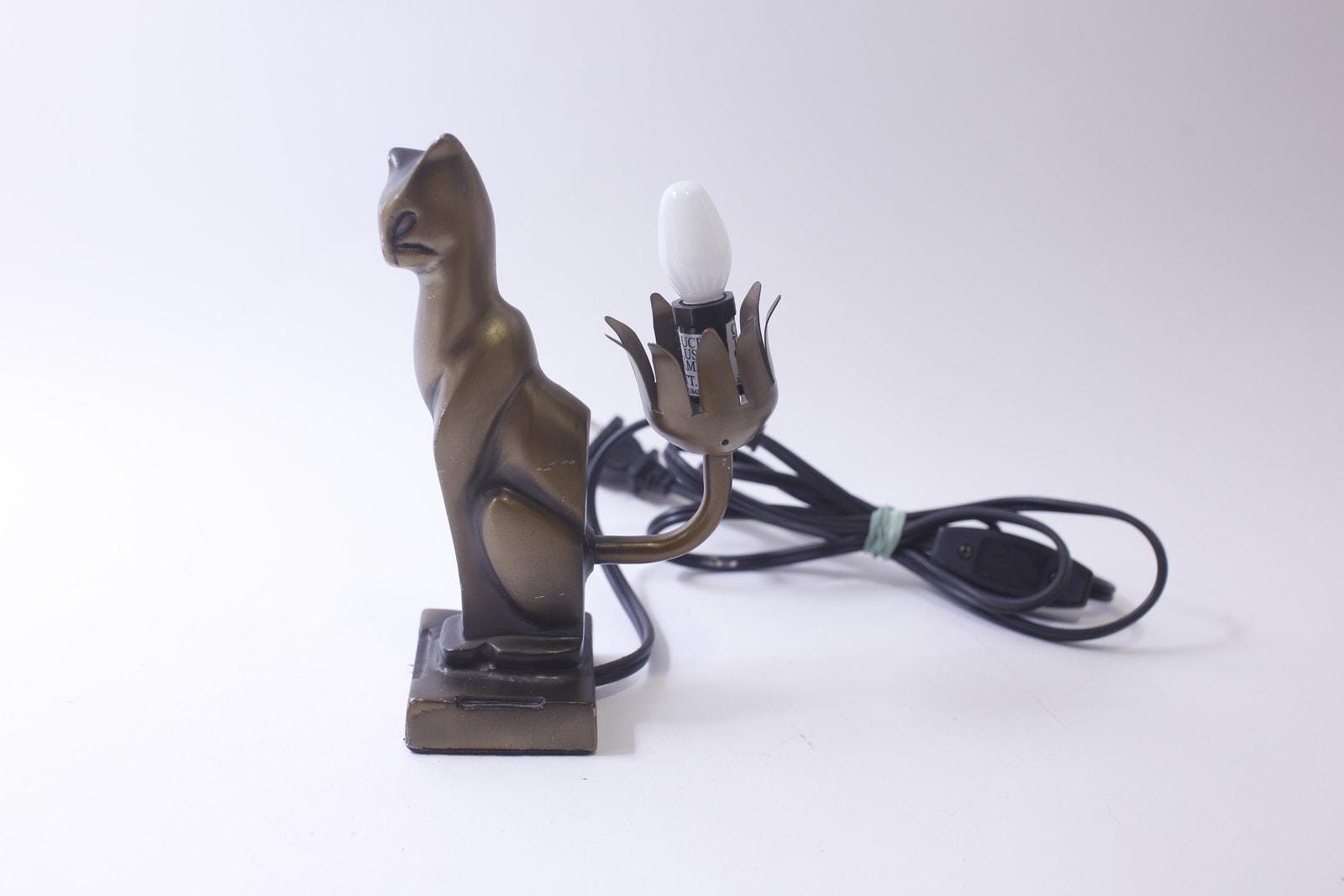 Bronze Deco Cat Lamp - Etsy Canada