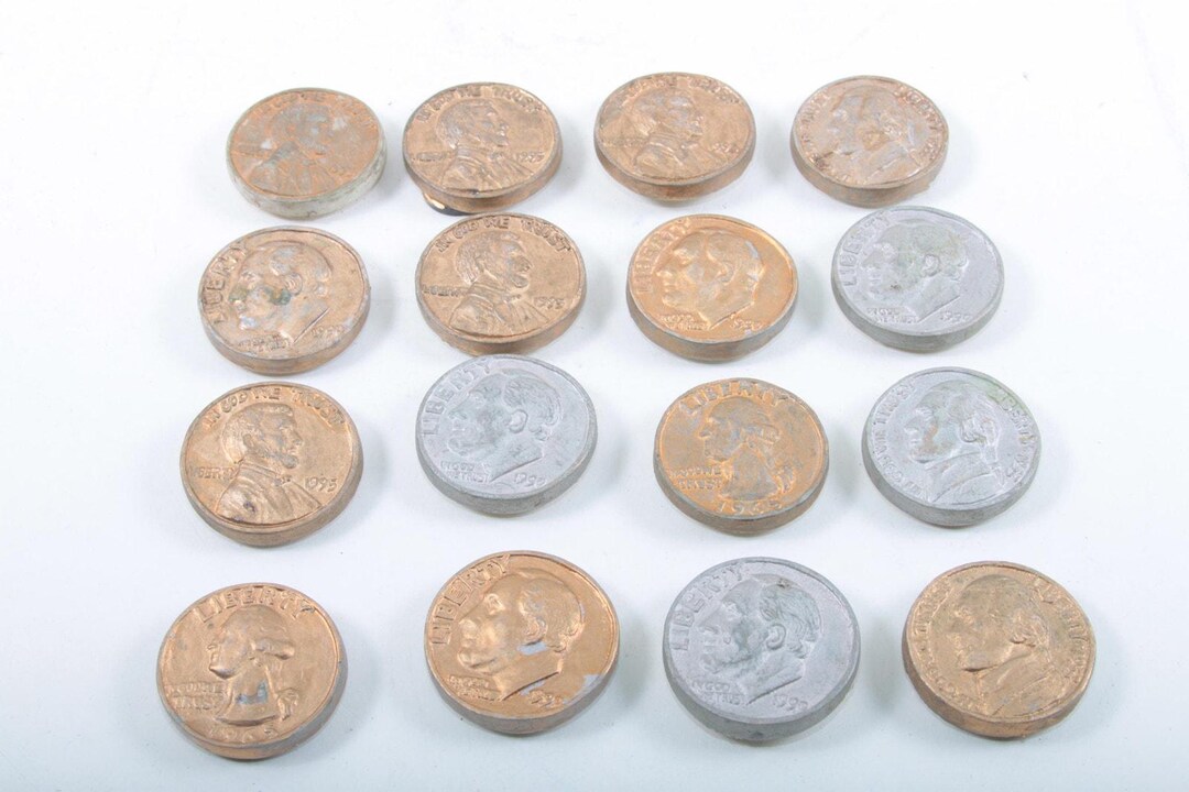 LIM Large Coins Set Chalkware Magnets Silver Copper Tone Thick US ...