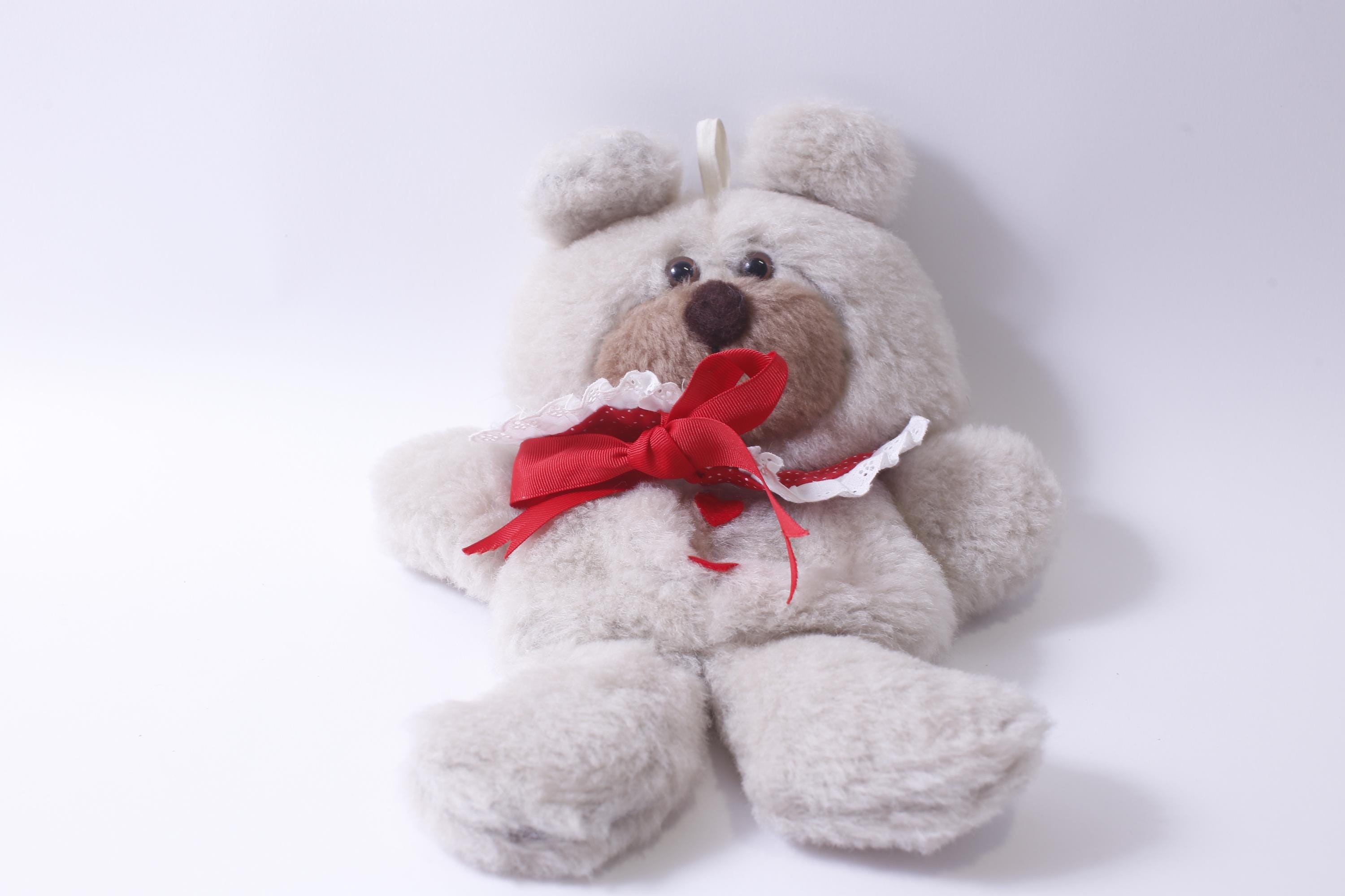 Cute Teddy Bear Christmas Stocking, 1980s, Hallmark, Gray Fur With Red ...