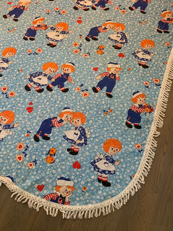 Raggedy Ann & Andy, Blue, Floral, Bed Spread or Table Cloth, Throw
