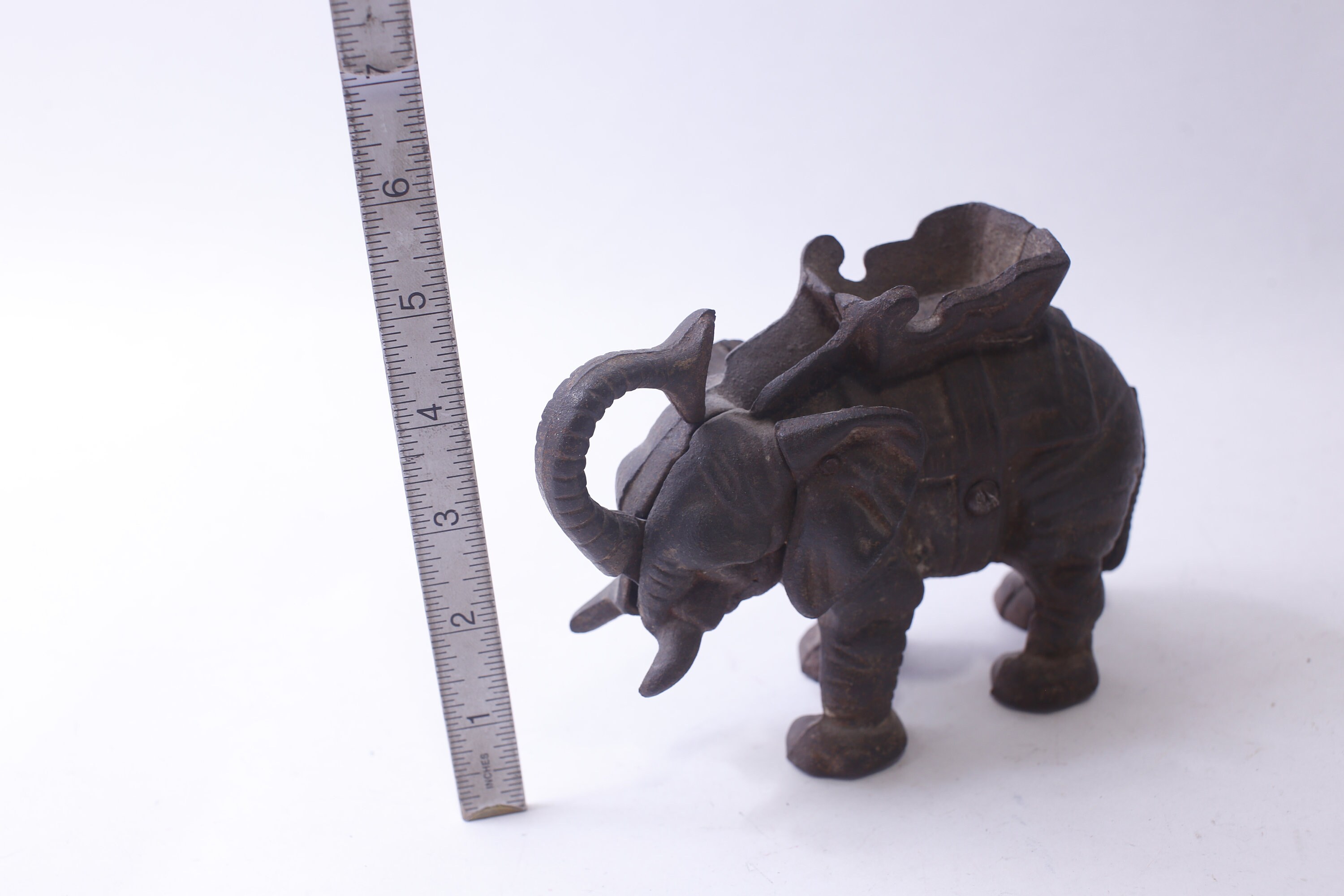 Antique Metal Mechanical Elephant Coin Bank, Asian, East, Piggy Bank ...