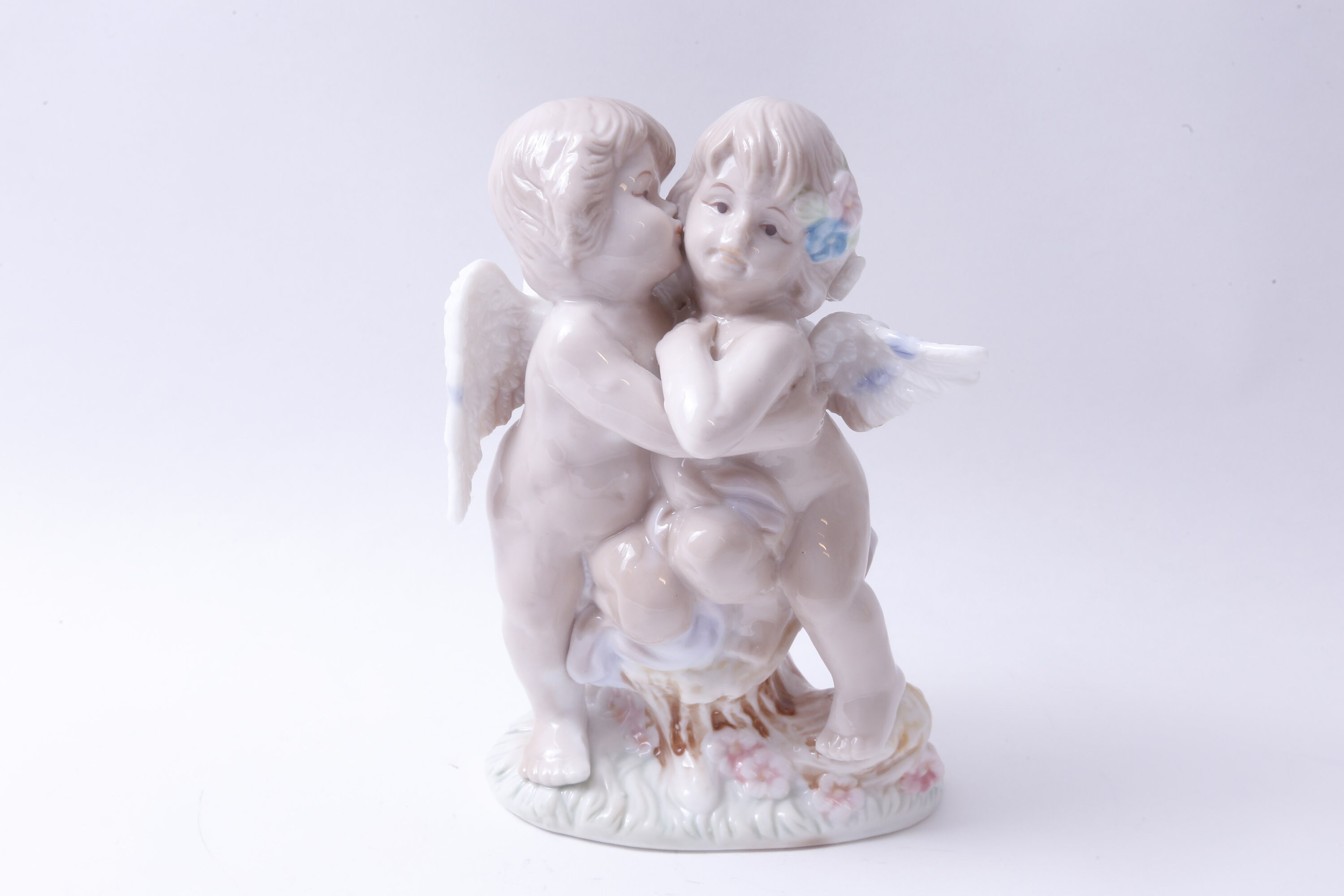 Figurine Chérubin Ange Avec Ourson - Résine - 7x7,5 Cm - Décoration Mariage, Baptême, Noël