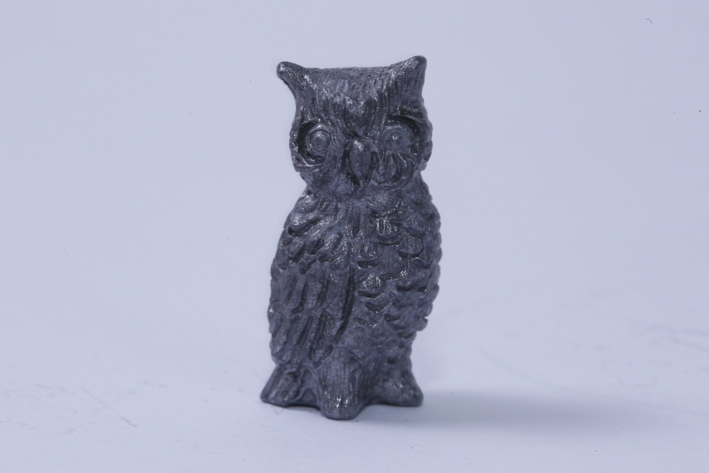 Owl, Bird, Sitting, Little, Miniature, Pewter, Figurine, 1", Animal, Statuette, Interior, Decor