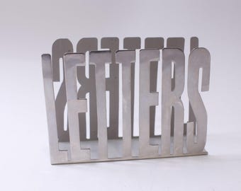 Silver Letter Rack, Letter Holder, Metal, Office, Desk, Organization, ~ 250521-WH 717