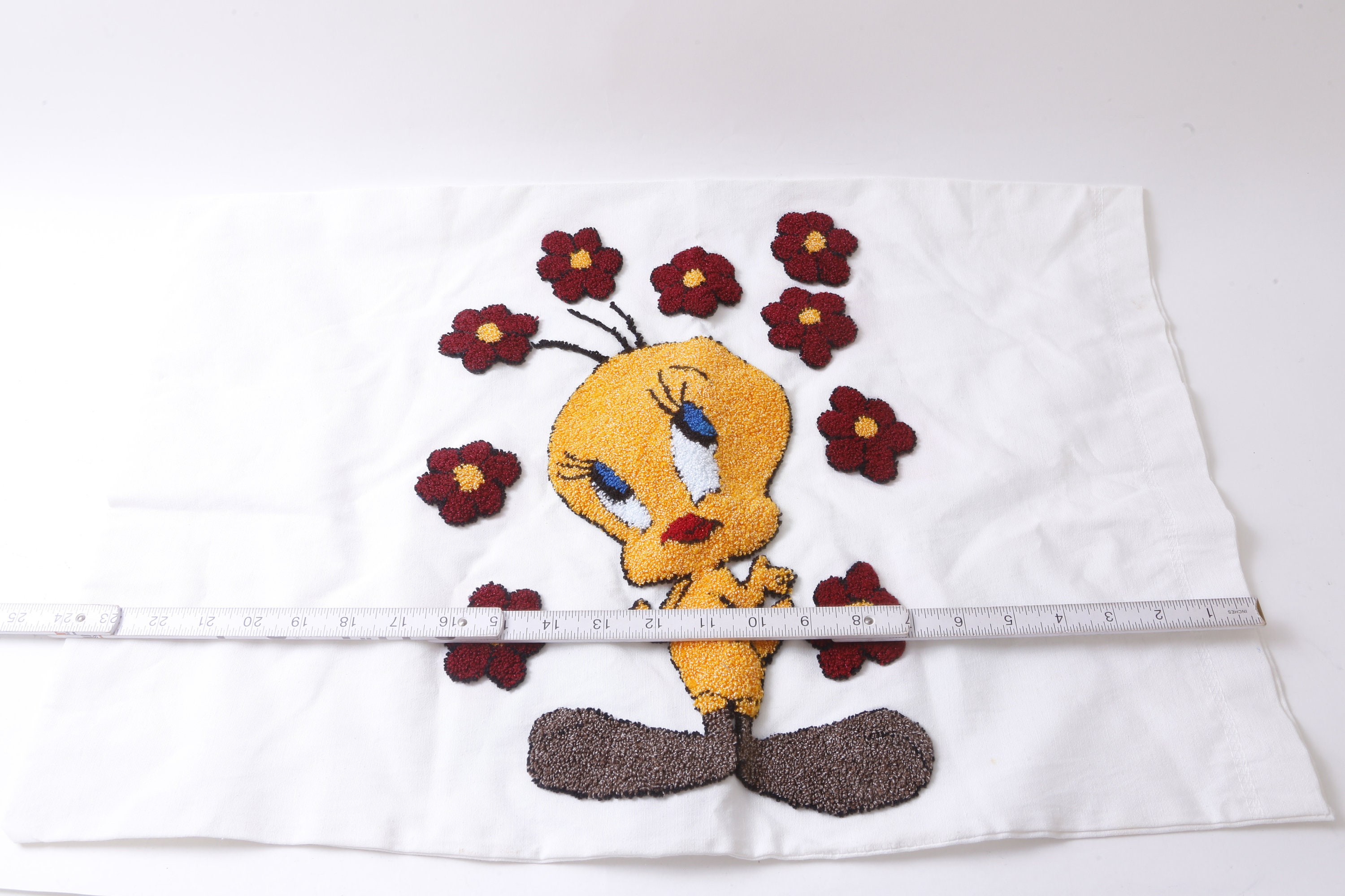 Looney Tunes, Tweety, Flowers, White, Fabric, Pillow Case, Cartoon ...