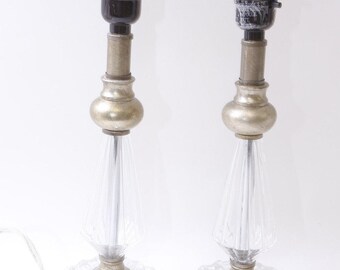 Antique Desk Lamp, Fluorescent Tube Lamp, Metallic, Glass, Classic Design, Old Style, Office, Home, Interior, Decor, Vintage, ~ 313